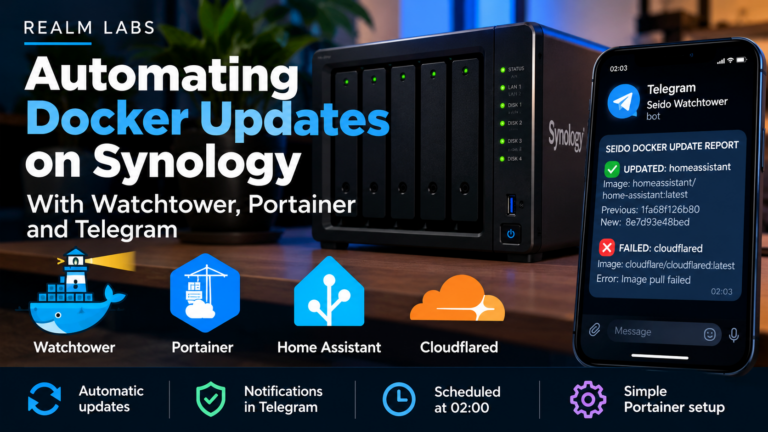 Automating Docker image updates on a Synology NAS with Watchtower, Portainer and Telegram notifications